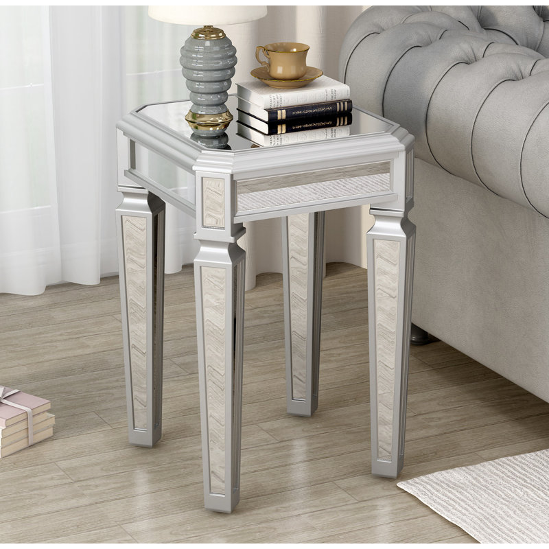 Modern Glass Mirrored End Table