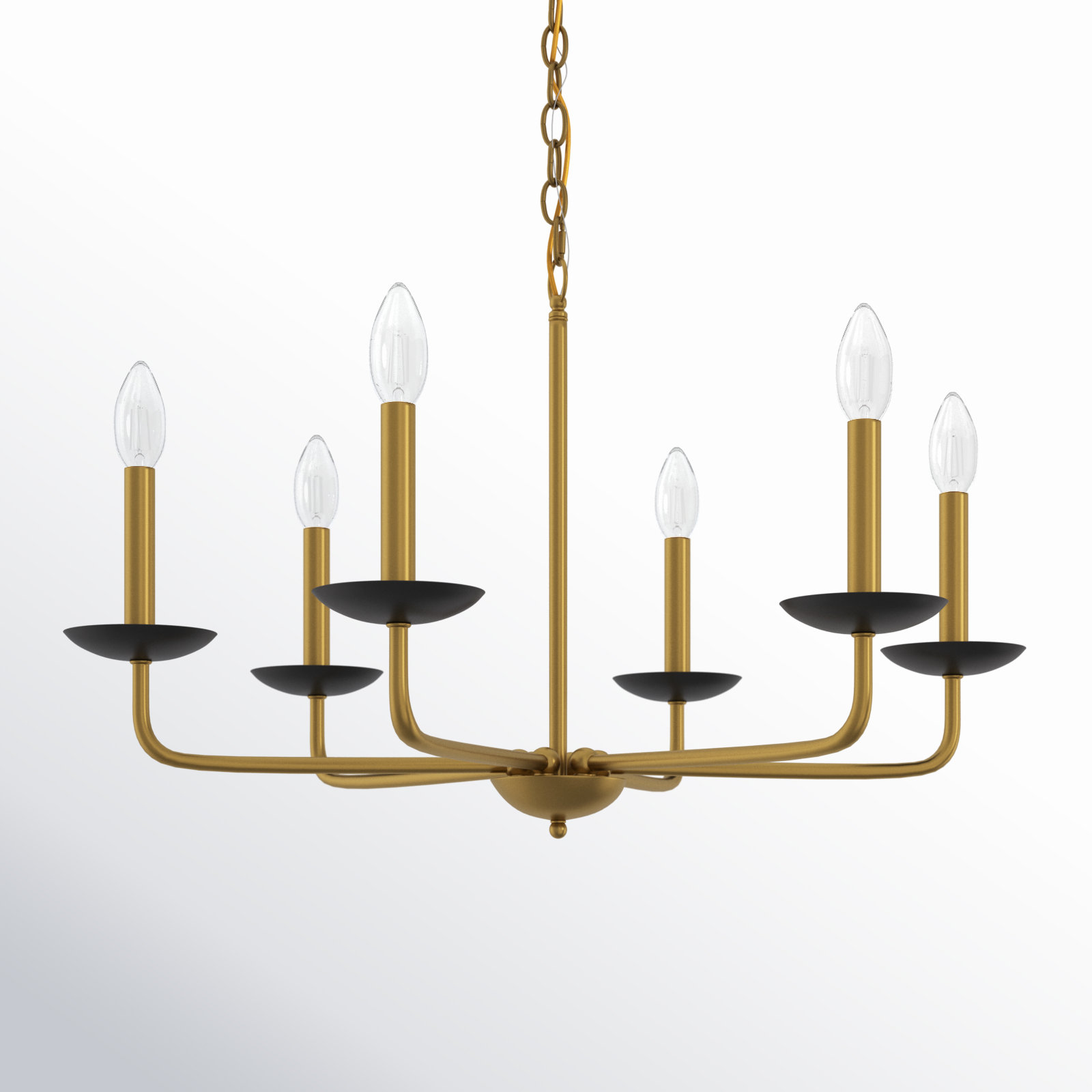 Baltray 6 - Light Candle Style Classic/Traditional Chandelier, Black/Brass, 18.5" H x 30" W x 30" D