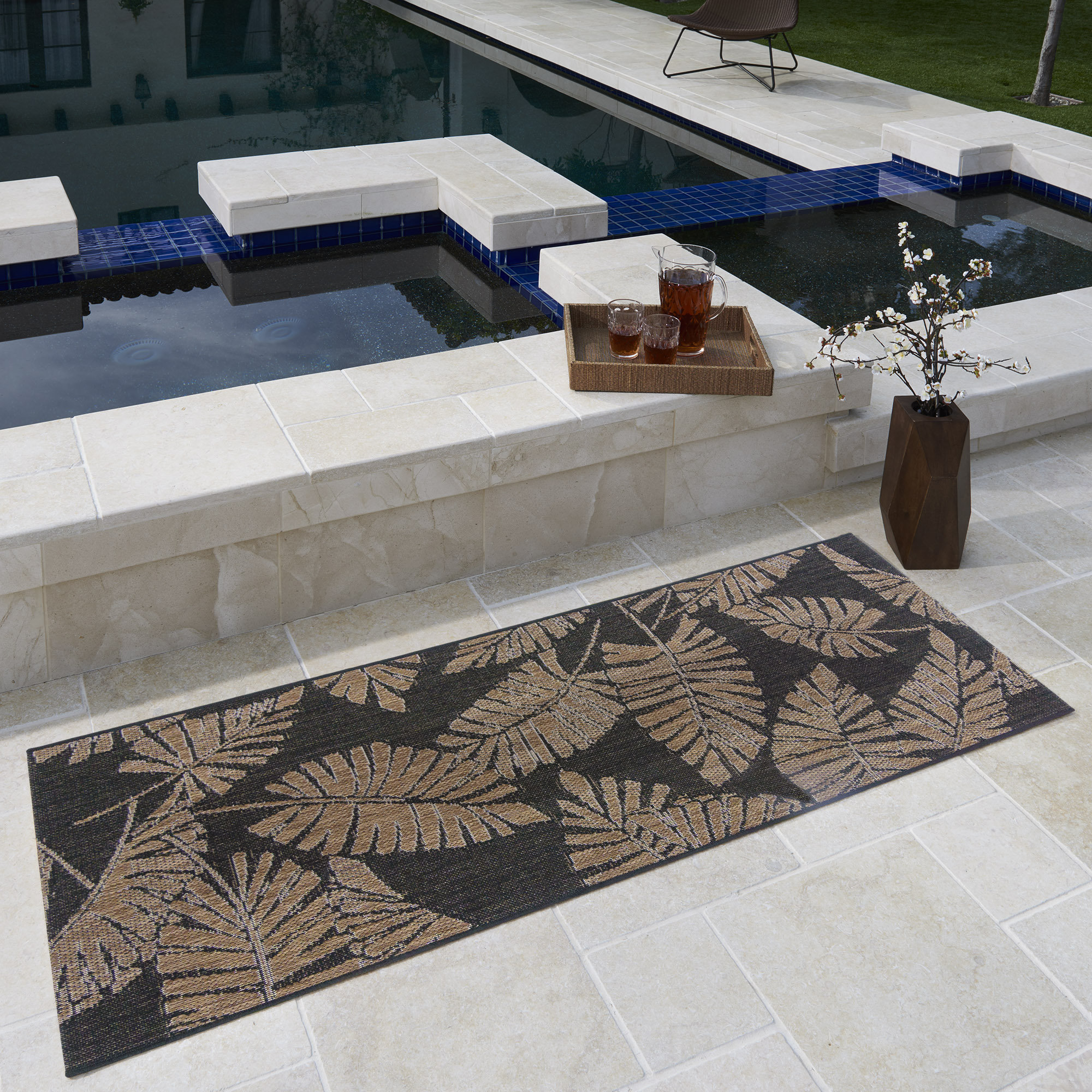 Reyn Spooner Lua'ehu Havana Brown/Black Bold Tropical Leaf Flatweave ...