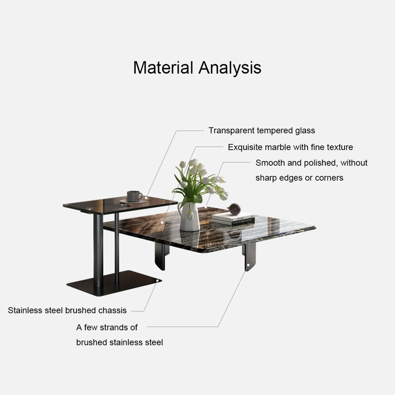 Light luxury square marble coffee table