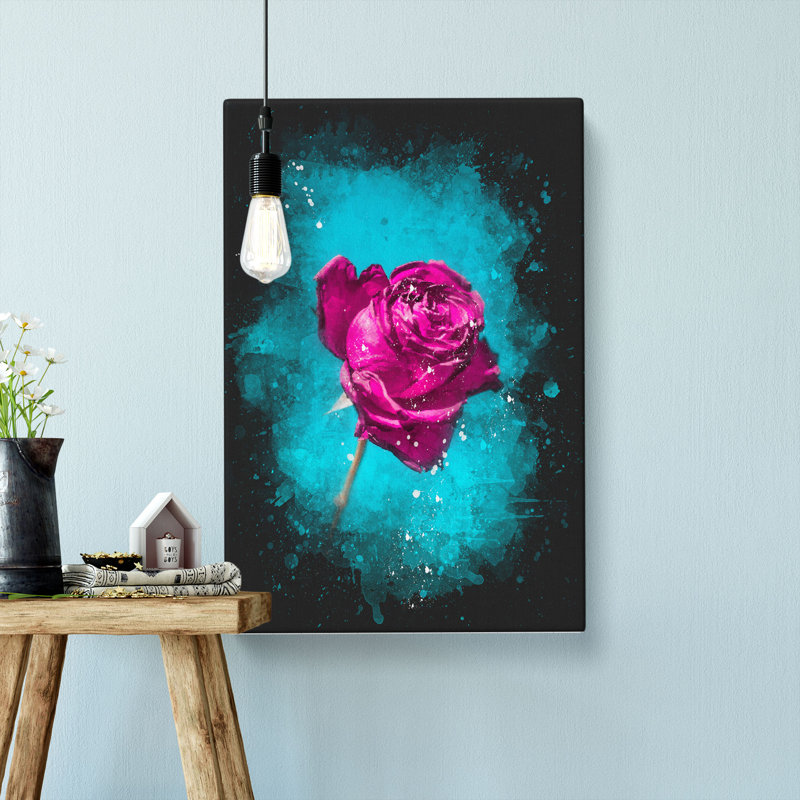 Fuscia Pink Dying Rose - Wrapped Canvas, 60cm H x 40cm W x 3cm D