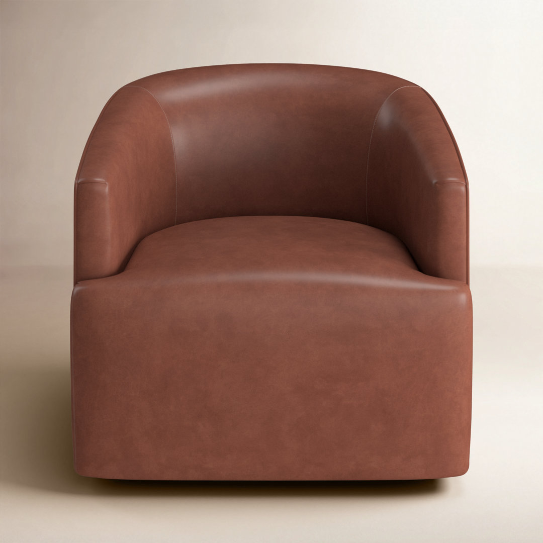 Winslow Top Grain Genuine Leather Swivel Barrel Chair Birch Lane™ Leather 