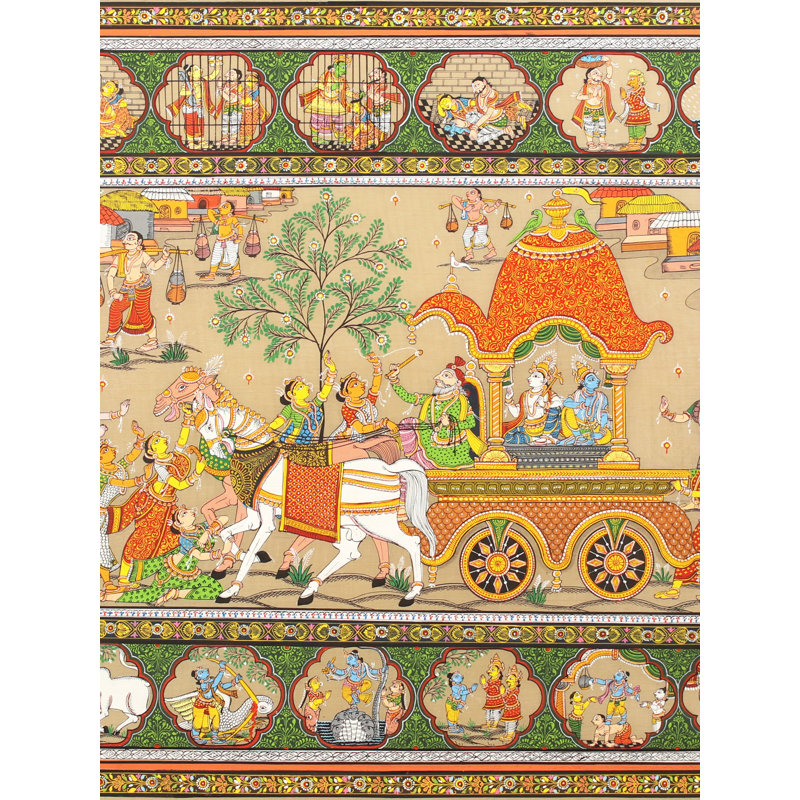 Mathura Vijaya - Patachitra | Peinture de Patta sur soie de tussar