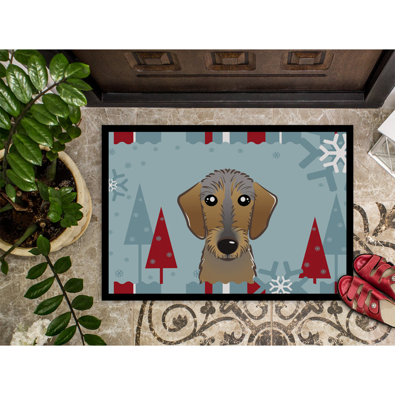 Tapis de porte d’extérieur anti-dérapant winter braque teckel, Rectangle 2 pi x 3 pi