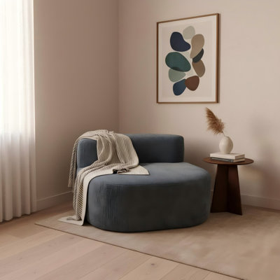 Chaise longue surdimensionnée pour l'intérieur, siège rembourré en chenille profonde, siège large, sans assemblage requis, canapé-lit moderne moelleux pour la lecture, le salon, la chambre à coucher, bleu