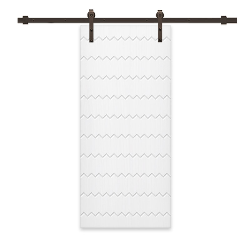 Porte de grange à panneaux et en bois manufacturé avec quincaillerie d'installation, 24 po x 80 po, Blanc