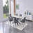 Modern Extendable Dining Table Sintered Stone Tabletop Geometric X-Frame Metal Spray-Painted Base Rectangular