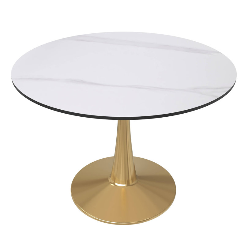 Table de salle à manger Ceballo Mid-Century pour 4 à 6 personnes, H 29 po x L 35,46 po x l 35,46 po, Noir, Blanc
