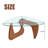 Noguchi-Style Mid-Century Modern Glass Coffee Table With Curved Wood Base, Brown
