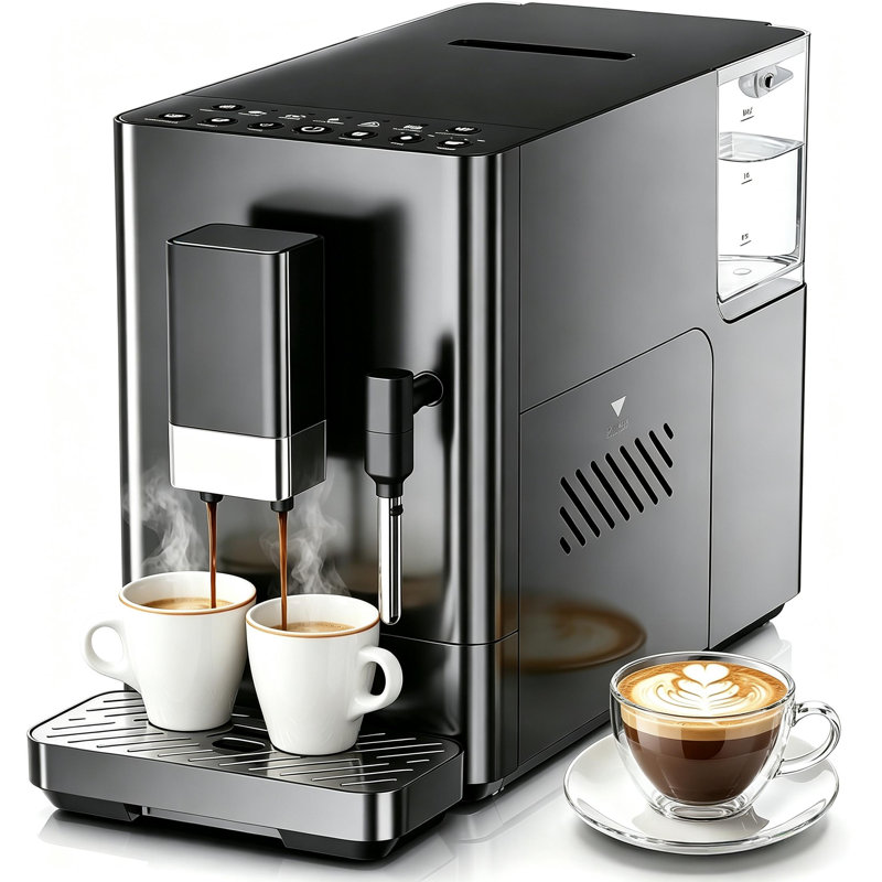 Machine à café entièrement automatique COWSAR 20 bars avec broyeur intégré, machine à espresso, réglages Americano, Latte et Cappuccino en une seule touche, mousseur à lait, idéale pour la maison et le bureau.