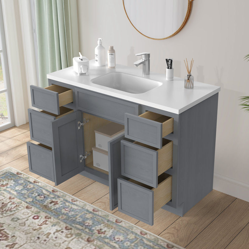 Base de meuble-lavabo simple 48 po seulement, Argent argent