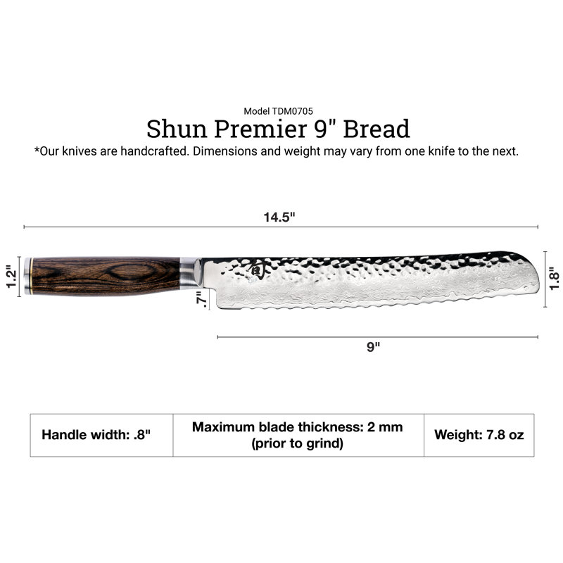Premier 9'' L Bread Knife, Walnut