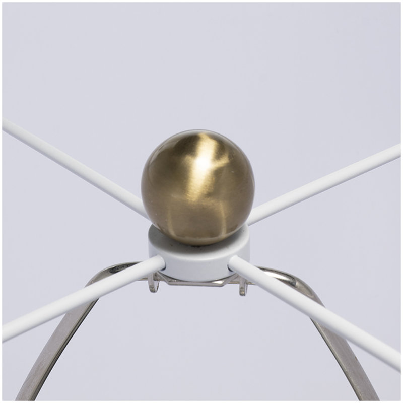 Lampe de table ronde blanche et dorée à trois niveaux avec abat-jour cylindrique D14 x 26,3 po (assemblage de l'abat-jour requis)