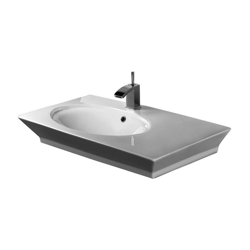 Barclay Opulence 19.37 " Fireclay Rectangular Bathroom Sink and Overflow Hole, Single