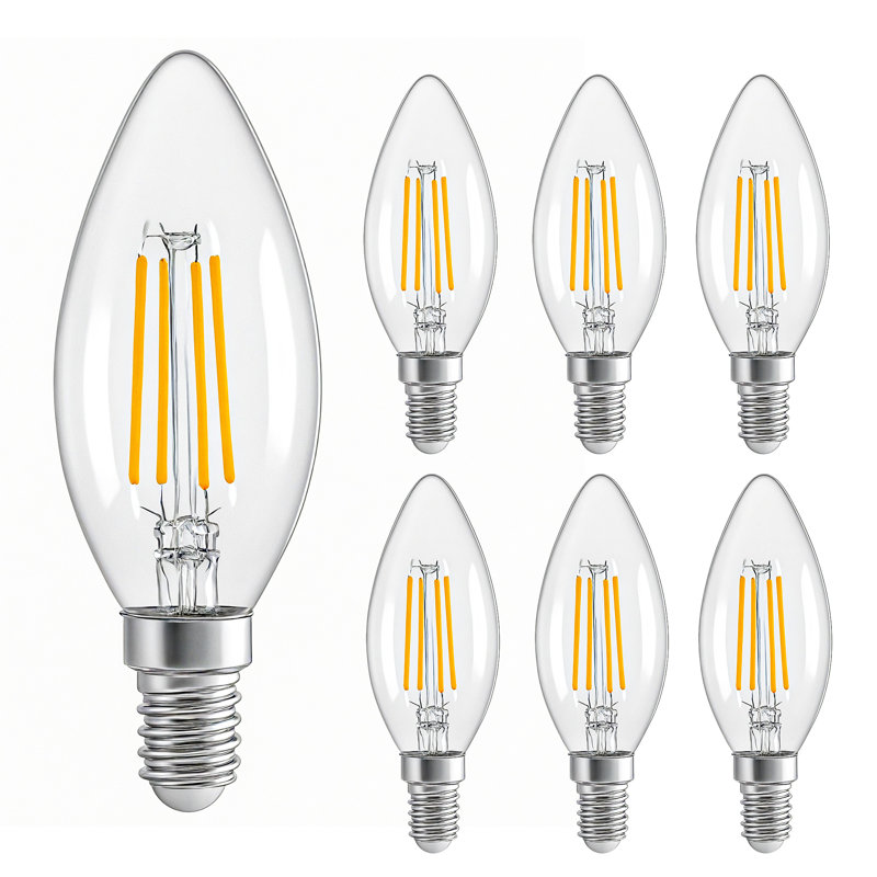 Ampoule à filament énergétique écoénergétique à DEL, culot E12, verre transparent, courant constant, équivalent 4 W à incandescence de 40 W, IRC élevé pour une couleur véritable