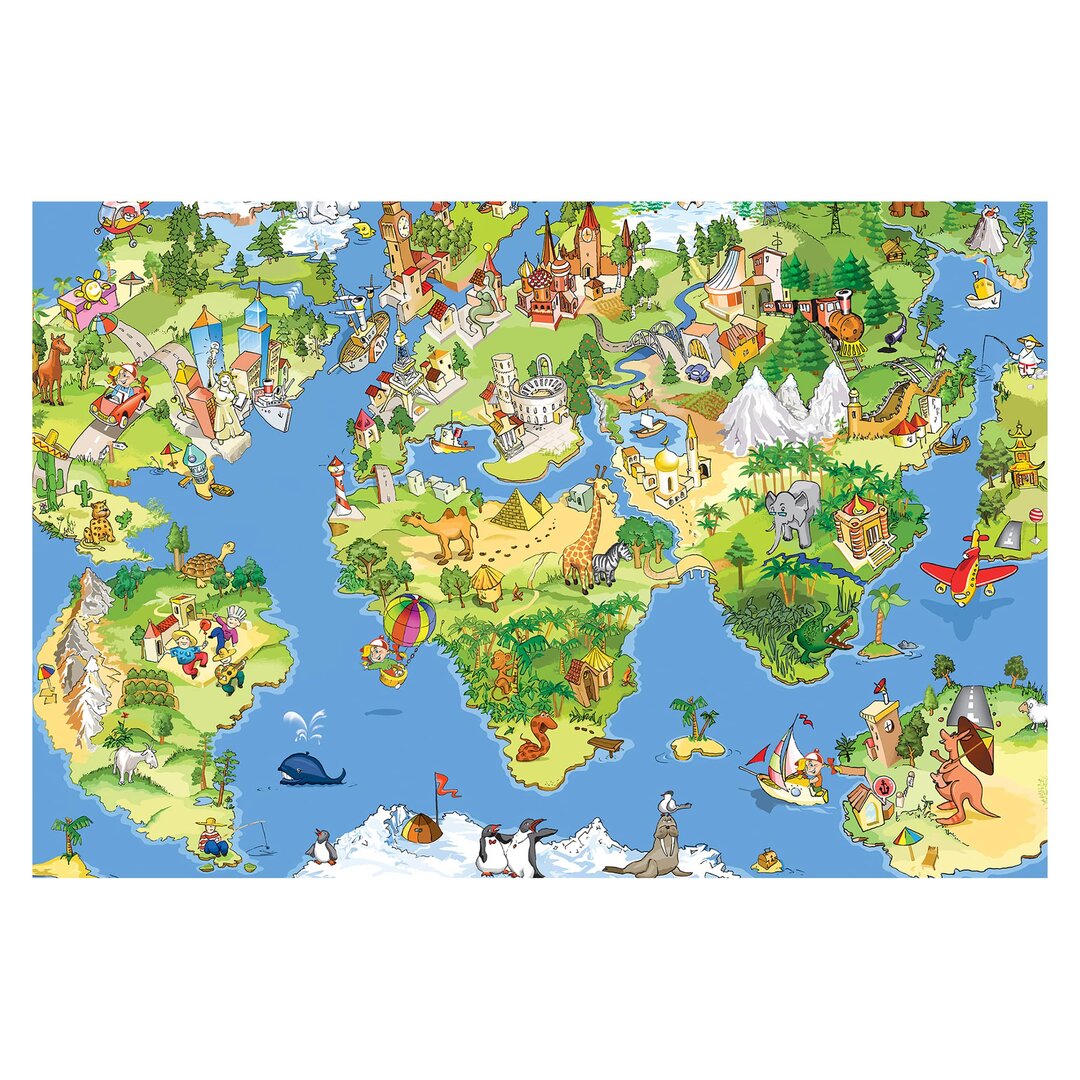 Strukturierte Tapete Great and Funny World Map 1,9 m x 288 cm