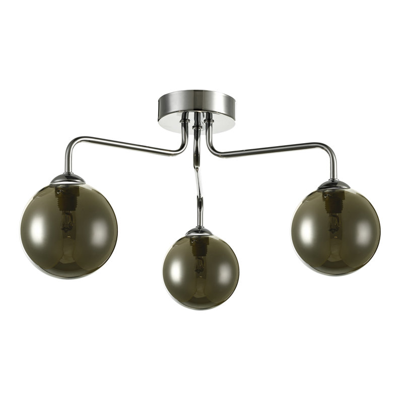 FEYA 3LT SEMI FLUSH GLS, Polished Chrome/Smoked