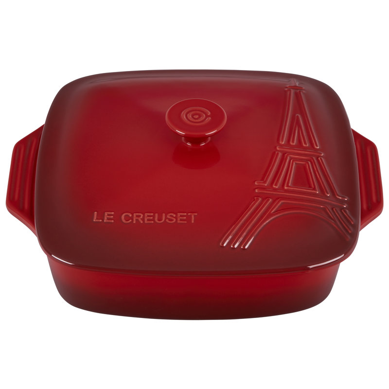 Le Creuset Stoneware Square Casserole with Lid, Cerise