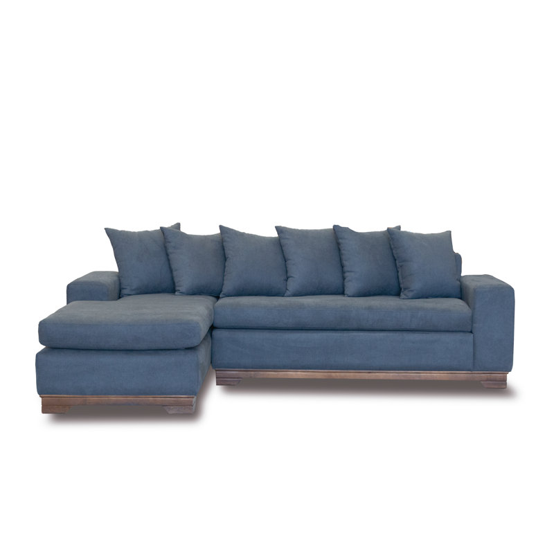 Grasiela Upholstered L-Shaped Sectional, Blue Polyester Blend, Left Hand Facing