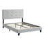 Lit plateforme tapissier gris avec tête de lit, sommier à lattes en bois robuste, sommier simple, assemblage simple, aucun sommier requis, lit double d'une capacité de 600 lb, velours, ressort, facile à assembler,