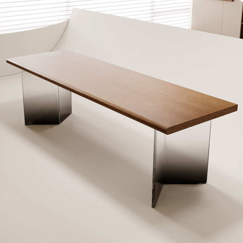 Brown Rectangular Solid Wood desk, 29.53" H x 62.99" W x 23.62" D