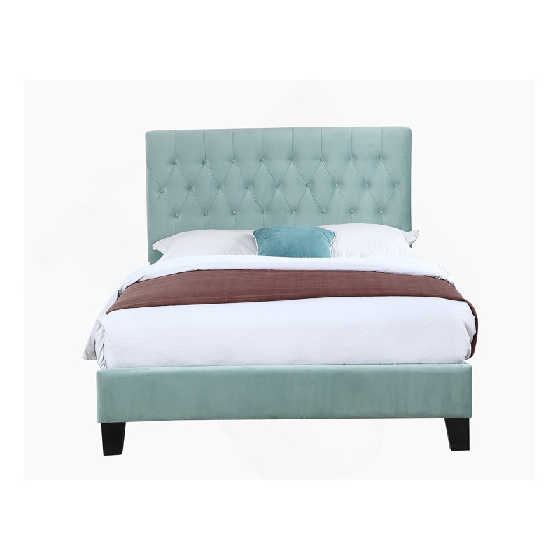 Kayden Upholstered Standard Bed, Light Blue, Full