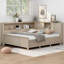 Lit de jour en bois avec tablettes de rangement et 3 tiroirs-433759789-433759791