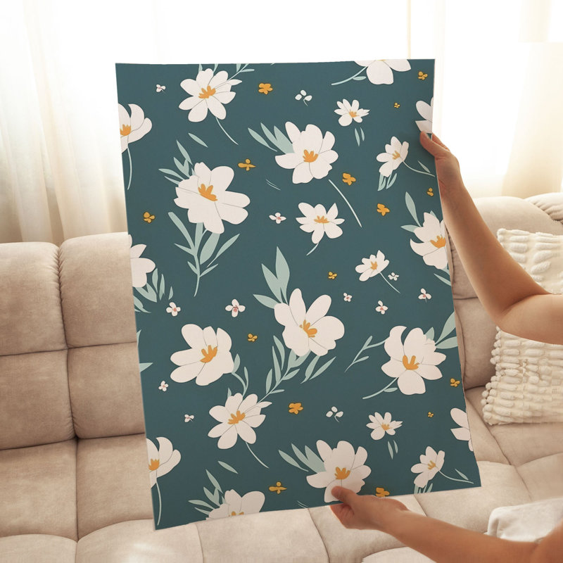 Impression florale de printemps scandinave sans cadre, H 20 po x l 16 po