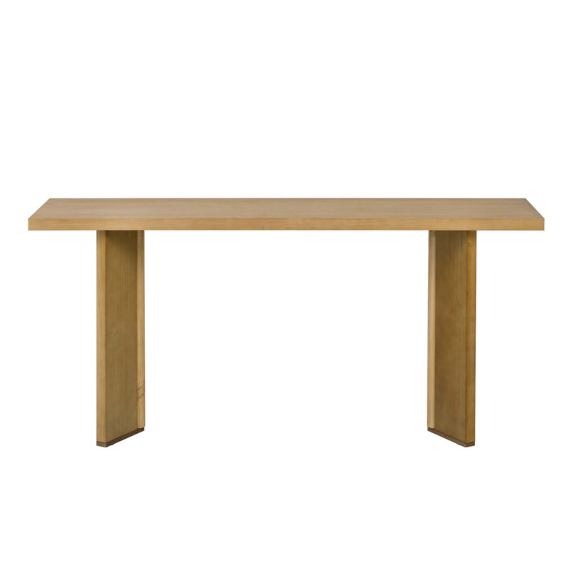 Console avec placage de pin et pieds géométriques, Naturel