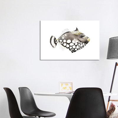Tropical Clown Triggerfish by Wandering Laur - Wrapped Canvas Print