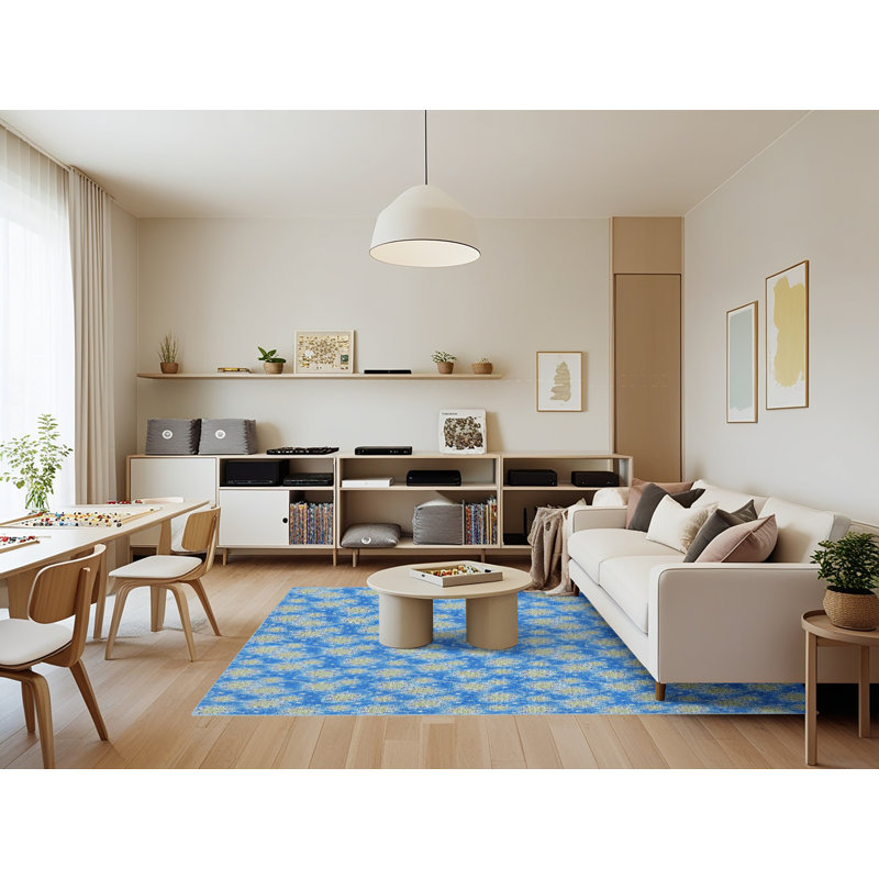 Tapis bleu/gris, Rectangle 7 pi x 9 pi