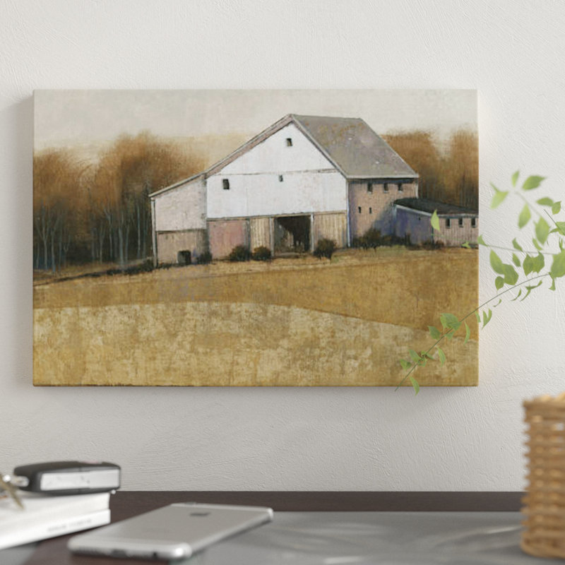 « white grange view i », reproduction de photo sur toile, H 18 po x l 26 po x P 1,5 po, Toile avec cadre noir