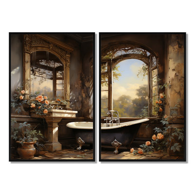 Décoration murale traditionnelle pour salle de bain Elegance I - Orange