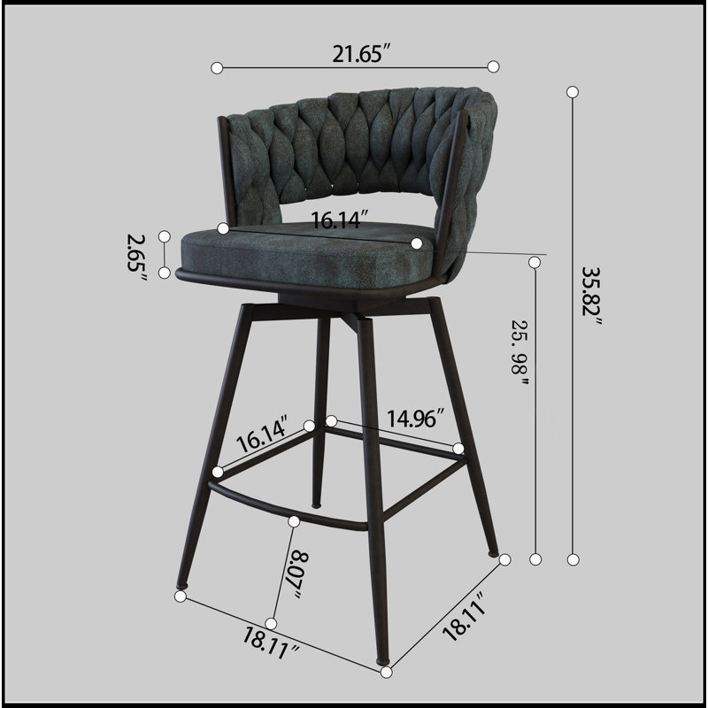 Tabourets de comptoir Gunnar, Tabouret de comptoir (siège d'une hauteur de 25,9, Gris foncé
