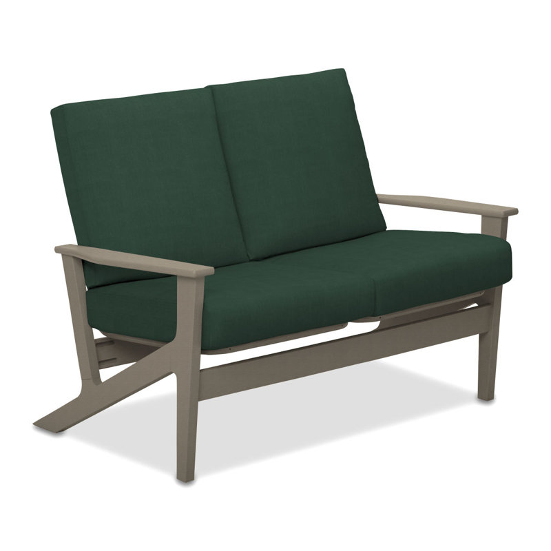 Chrisa 51.5'' Wide Loveseat with Cushions, Forrest Green Velvet, Textured Desert