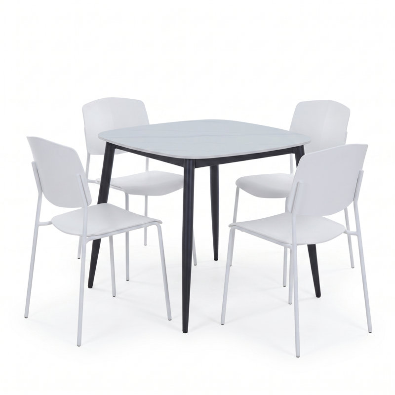 Surgoinsville Dining Set, White, Sintered Stone