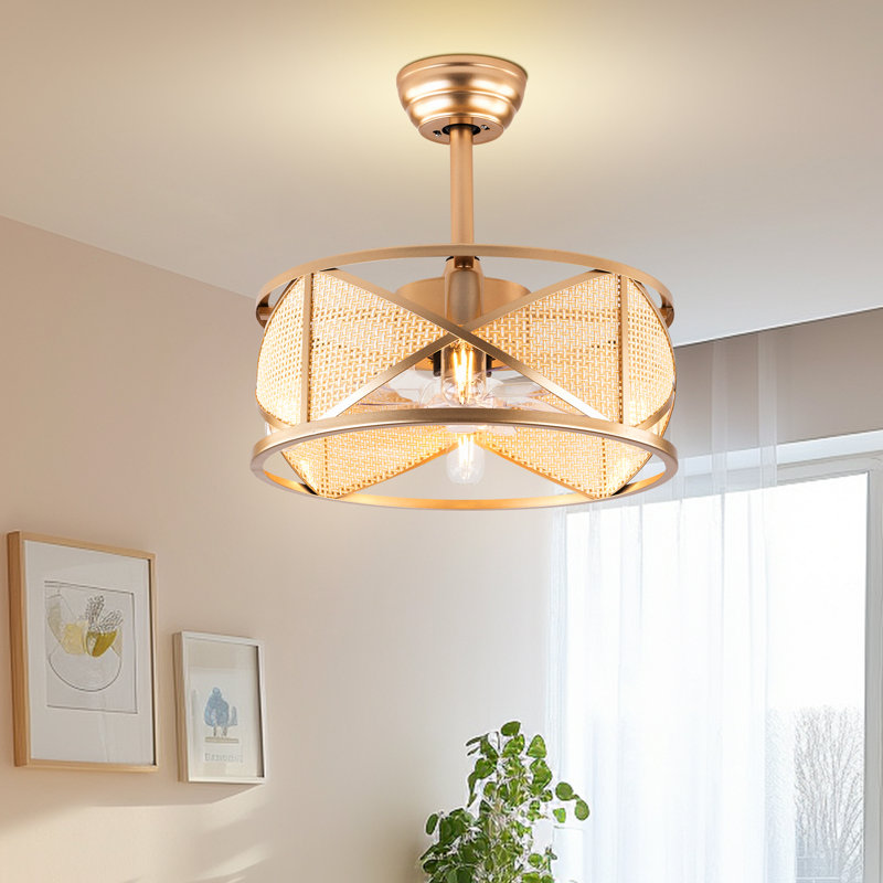 Ventilateur de plafond 18 po avec lumière, ventilateur silencieux à télécommande à 6 vitesses avec moteur réversible pour chambre à coucher et salon