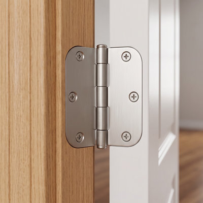 10 Pack Rounded Satin Nickel Mortise Heavy-Duty Door Hinges 3.5 Inch 5/8" Radius Flat Iron Interior Door Hinges