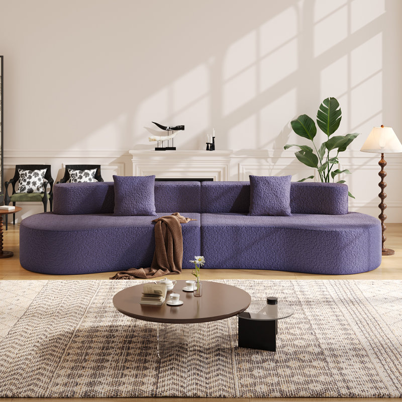 109" Modern 2 - Piece Modern Sectional Curved Sofa Couch, Chenille Modular Sectional For Living Room With Sectional 2 Throw Pillow
