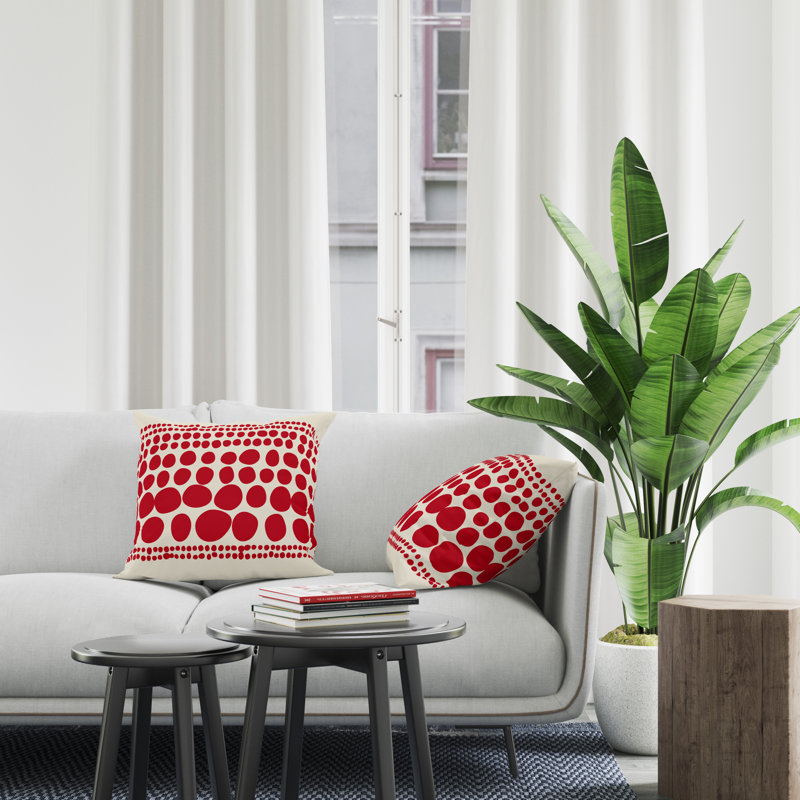 Jeté carré intérieur / extérieur en polyester Ikom, L 15 po x H 15 po, Rouge