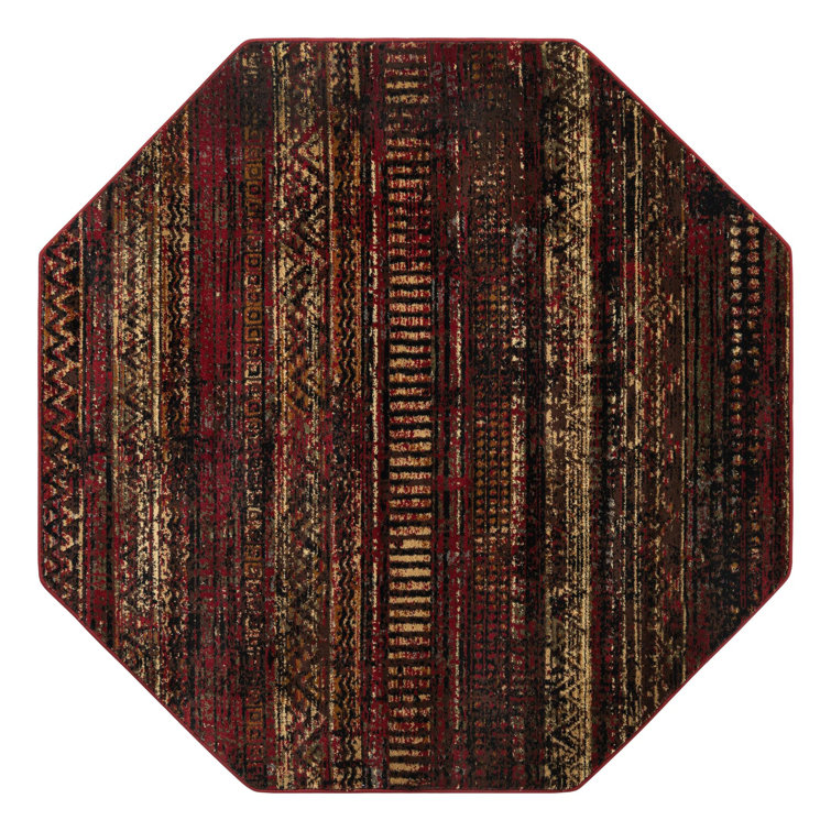 Blakely Geometric Area Rug in Burgundy/Brown/Black