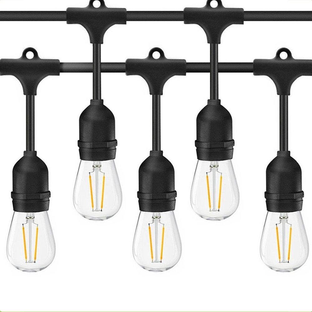 Ener J Outdoor LED Festoon String Lights 48ft 15 Bulbs Warm White IP65