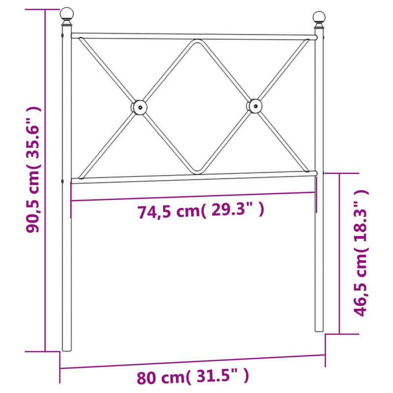 Magreb Metal Headboard, Small Single - 75 x 190 cm, White