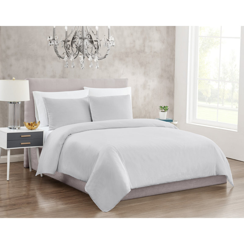 Christian Siriano NY® 300TC Cotton Sateen Duvets, Full/Double Duvet Cover + 2 Standard Shams, Gray