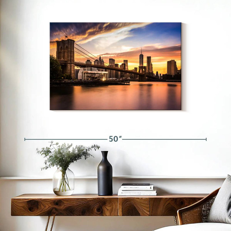 Lilie Brooklyn Bridge Sunset, 24" H x 36" W