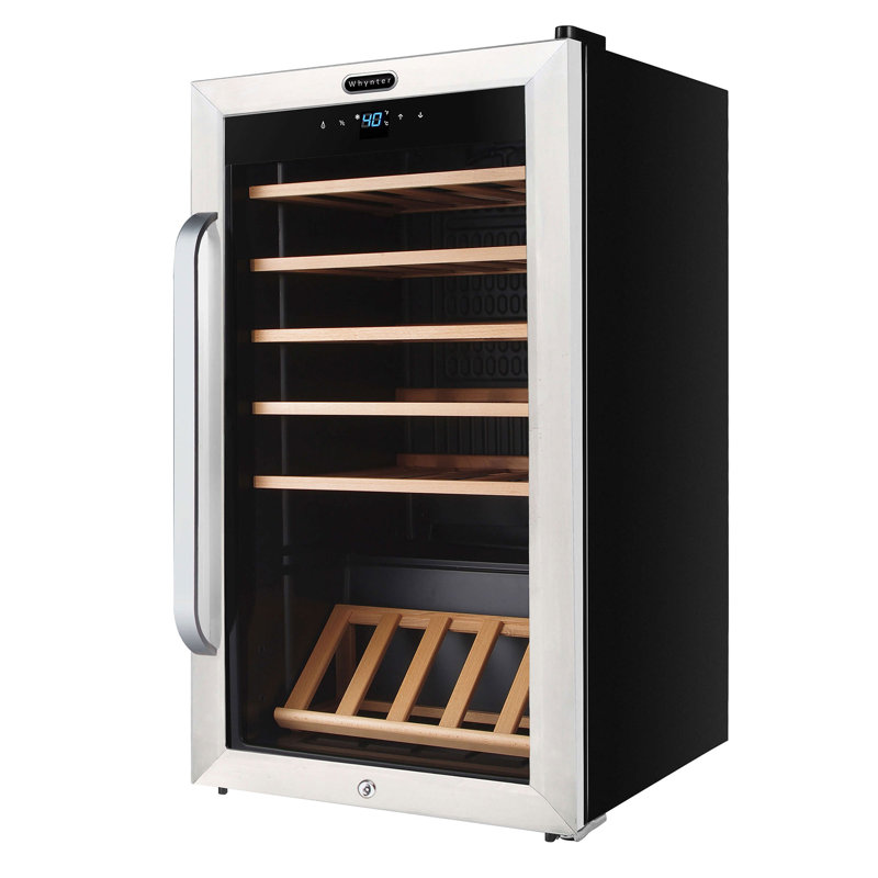 34 Bottle Stainless Steel Freestanding Wine Cooler with LED Lighting