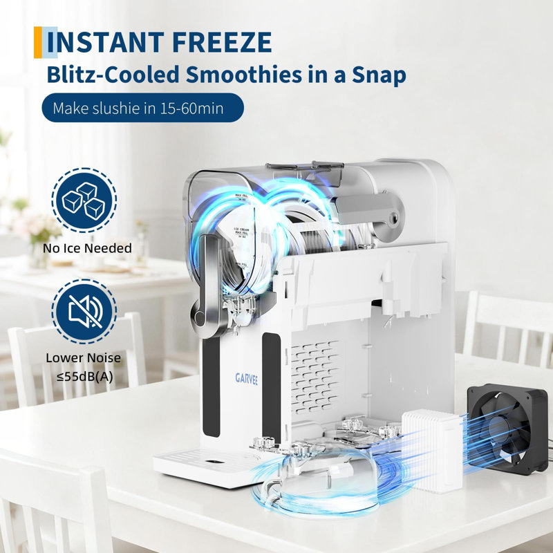 Machine à jus de 88 oz, machine à boissons glacées sans glace avec affichage à DEL, 6 programmes préréglés, compresseur silencieux pour margaritas, frappés, smoothies et glaces
