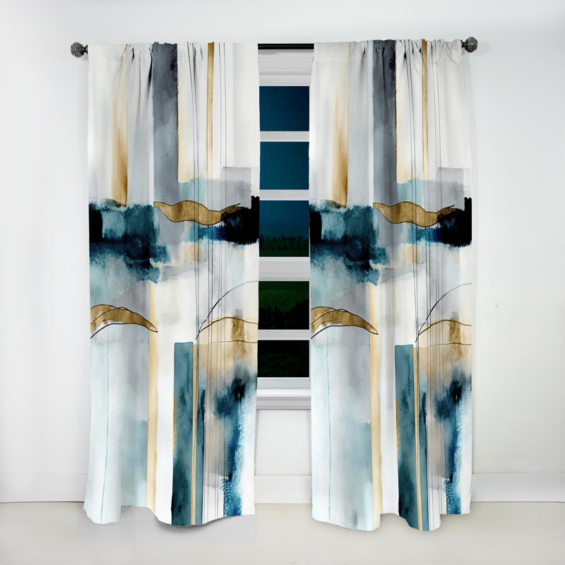 Anderle - Abstrait transitionnel moderne Shapes IV - Rideau moderne - Velours obscurcissant - 1 panneau, L 52 po x L 84 po