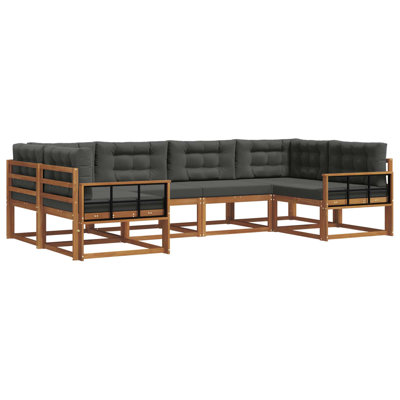 vidaXL Outdoor Sofa Set with Cushion 6 pcs Natural and Anthracite