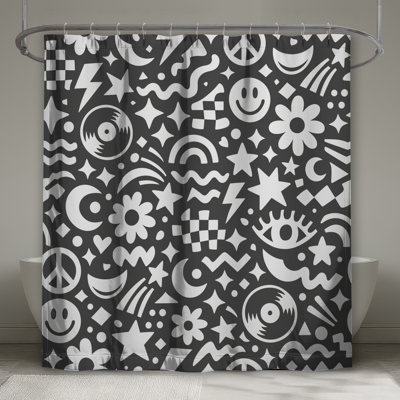 Rideaux de douche noirs et blancs extra longs
